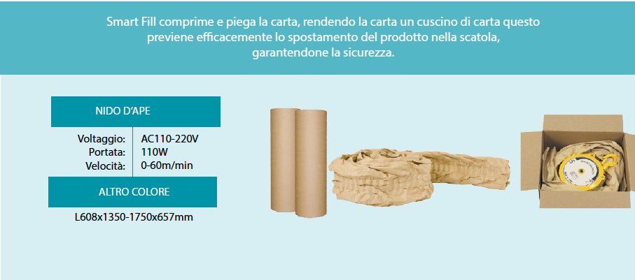 imballaggi carta | Macchina automatica per piegare la carta bio ecosostenibile riciclabile, rende la carta coe un cuscino che ha il compito di proteggere tutti i tuoi imballaggi, polycomm